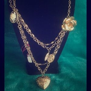 Multi strand charm metal charm necklace