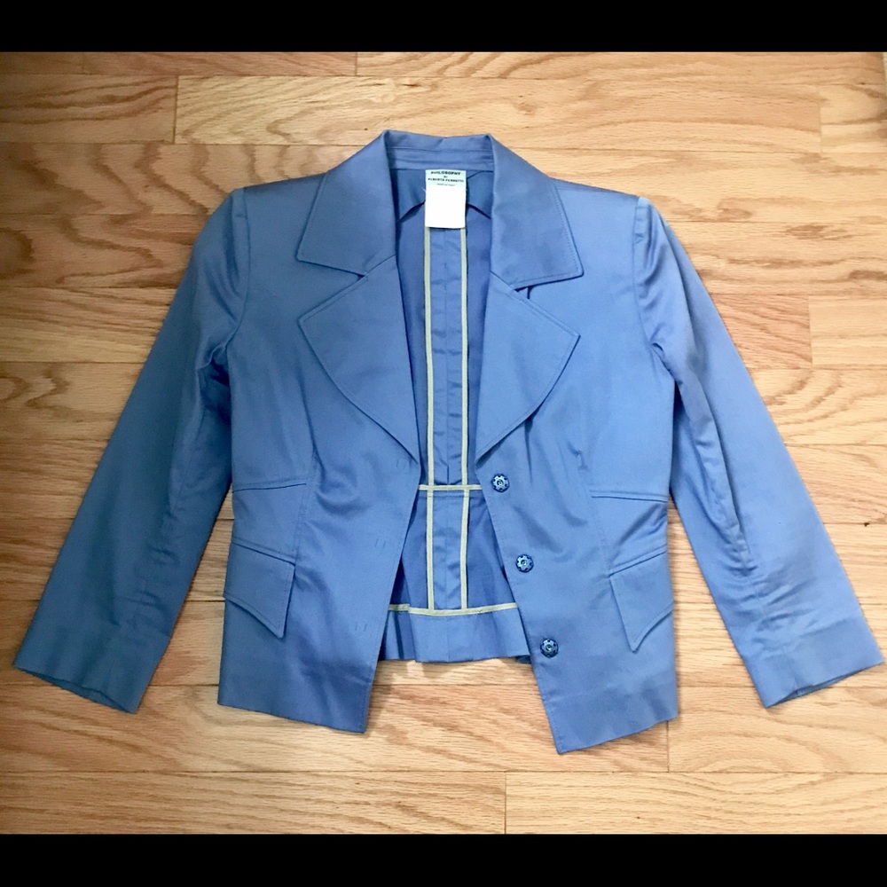 100% Authentic Alberta Ferretti ocean blue jacket