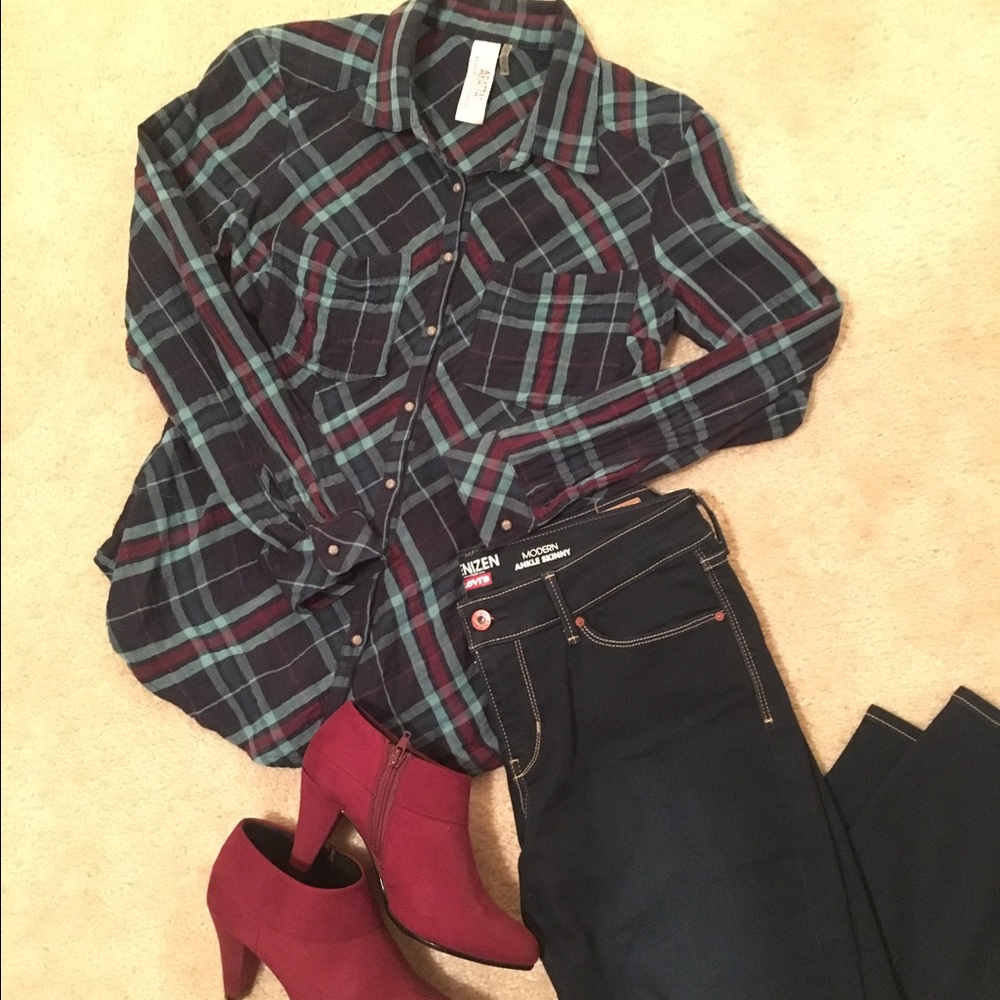 Button down plaid shirt