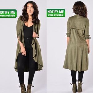 "Out of the Wild" Suede Duster - Olive
