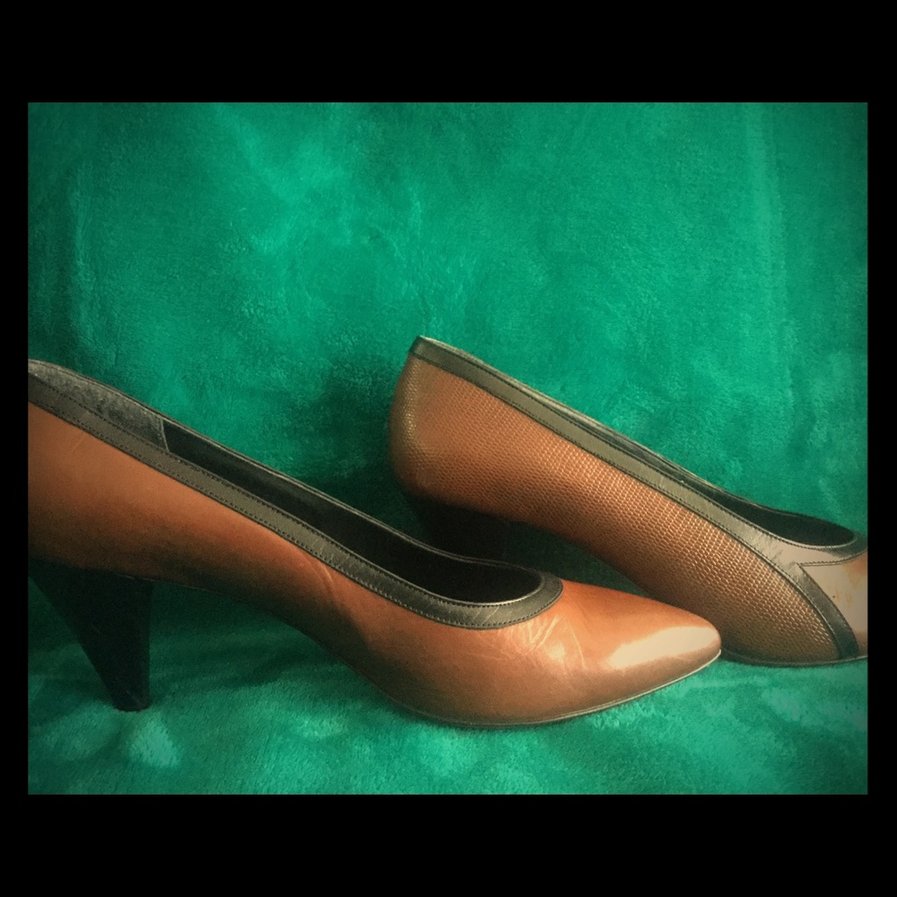 Vintage Brown, reptile embossed shoes from SAKS