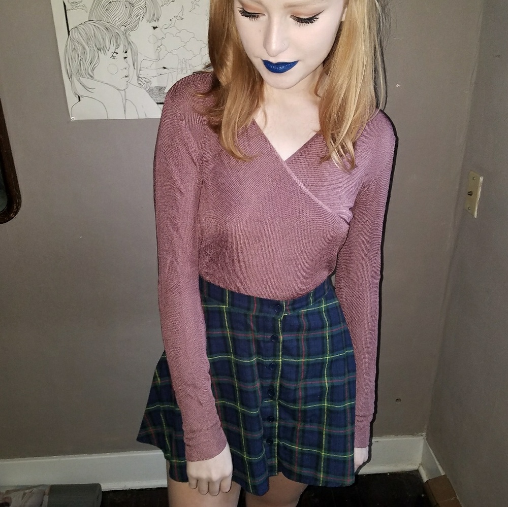 Mauve criss cross Long Sleeve