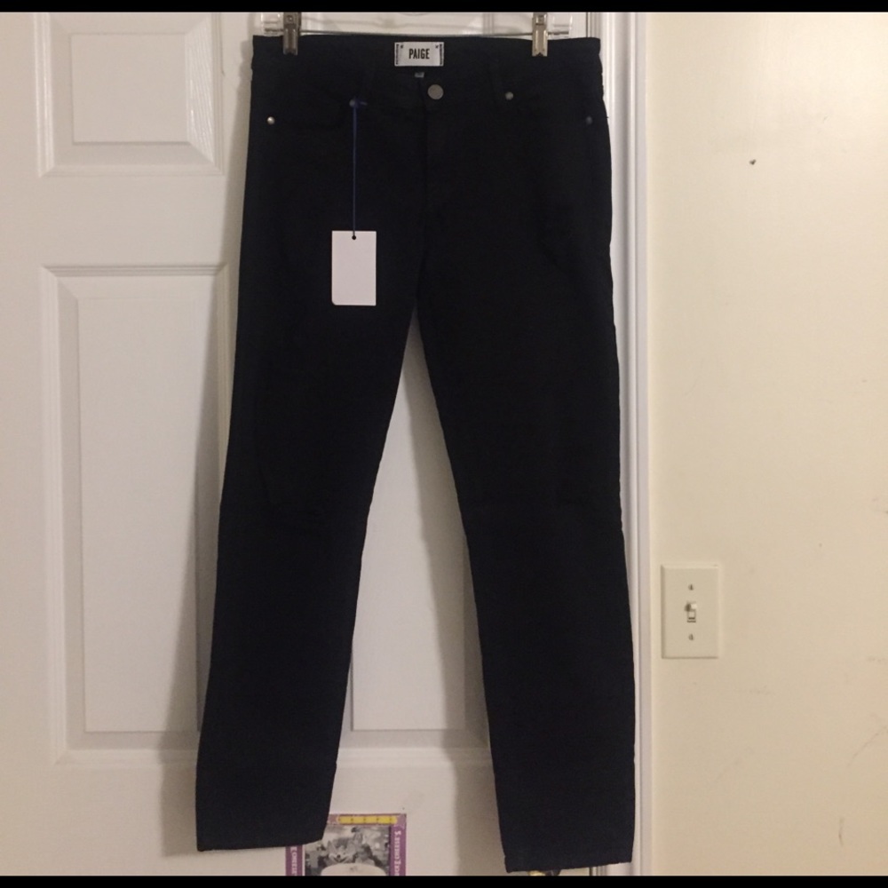 Black Paige jeans with rips