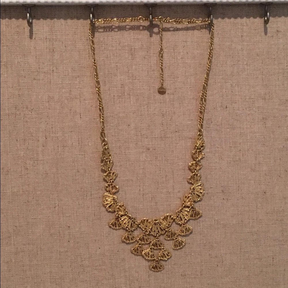 Stella and Dot gold lace bib necklace