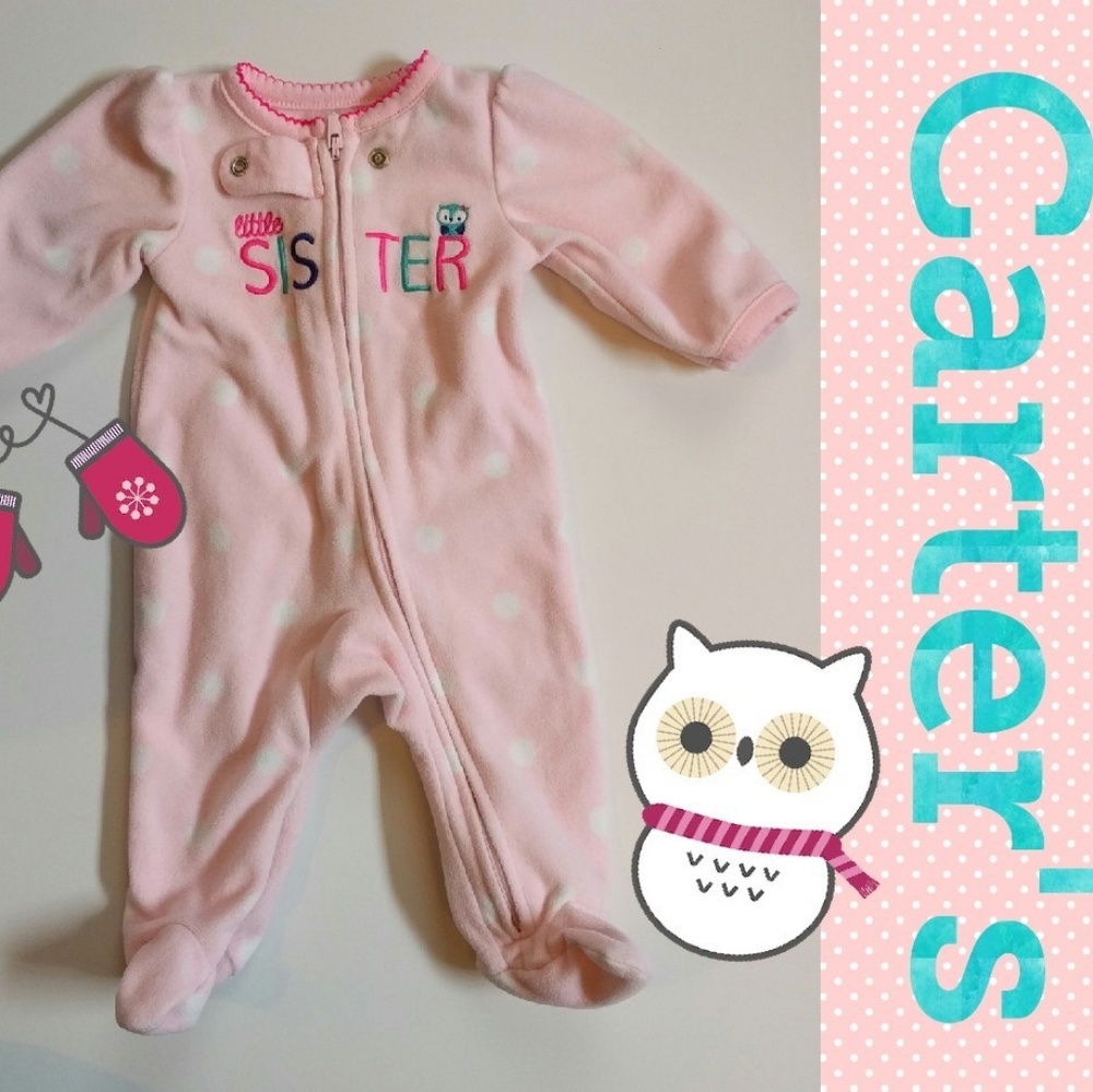 Carter's newborn little sister fleece footie pj