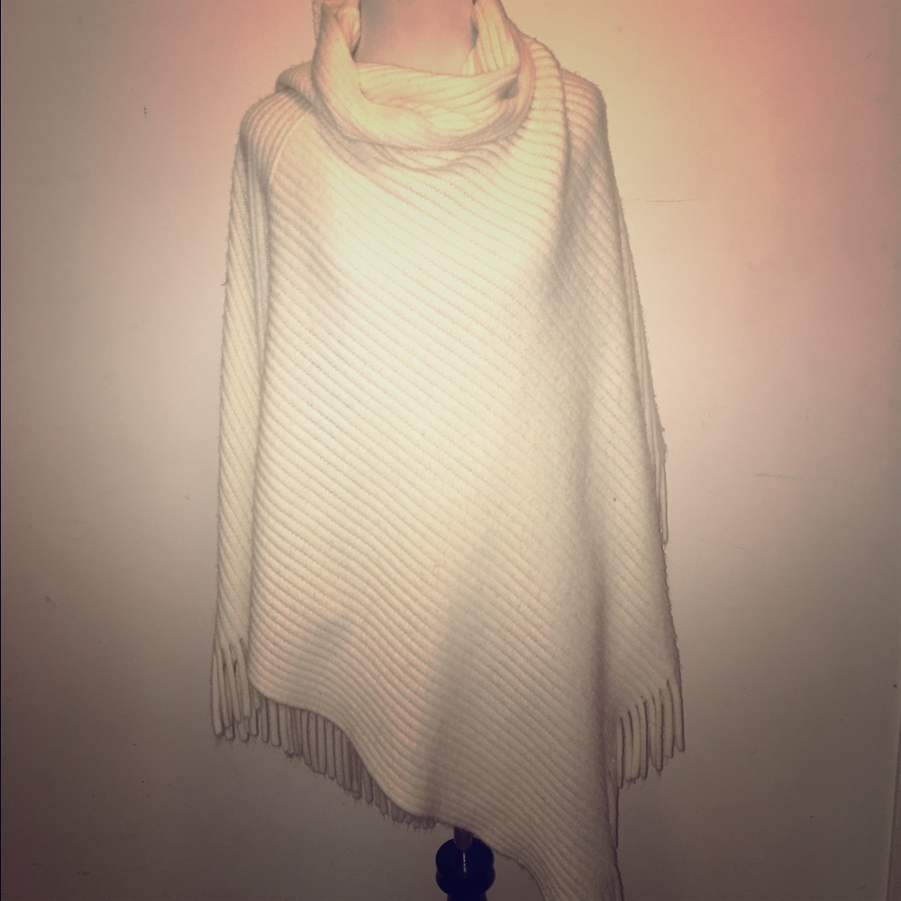 White Fringe Poncho