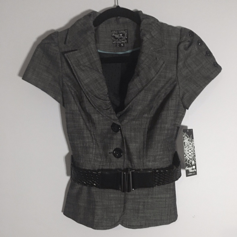 ❗️Sold❗️ Sequin Hearts midnight gray blazer/jacket