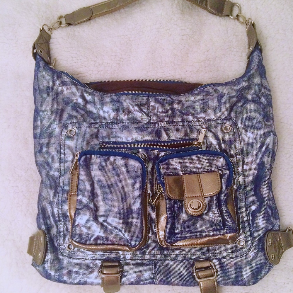Blue and Silver Metallic Purse