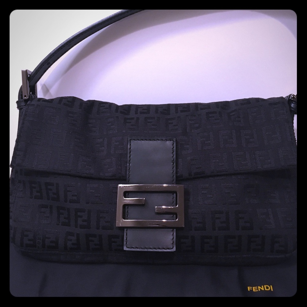 Fendi handbag black with gunmetal hardware