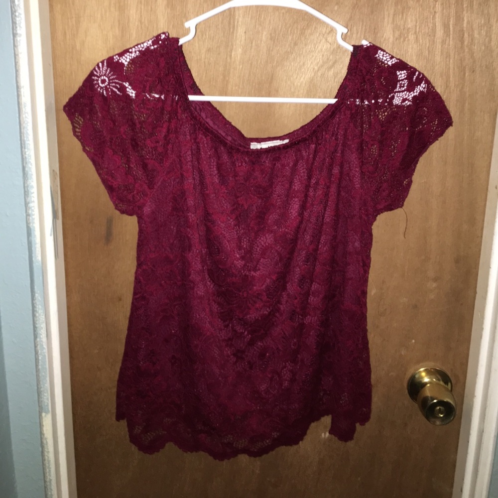 Deep Red Lace Top