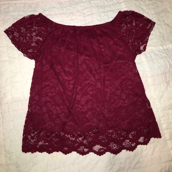 Deep Red Lace Top - Picture 2 of 3