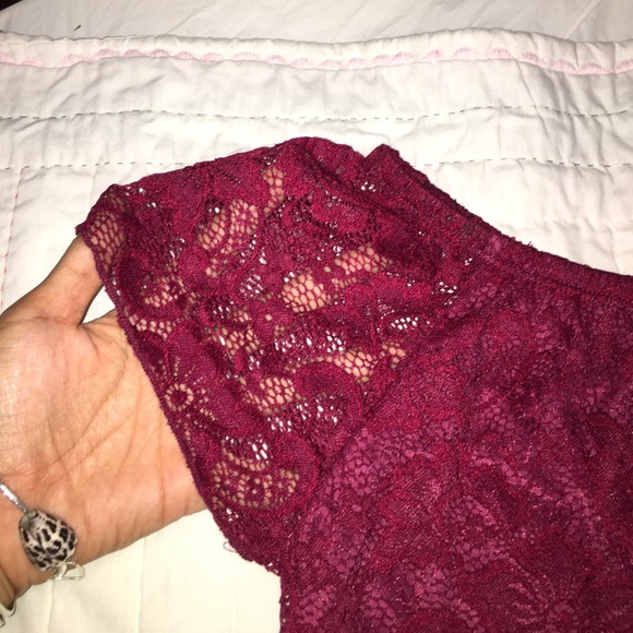 Deep Red Lace Top - Picture 3 of 3