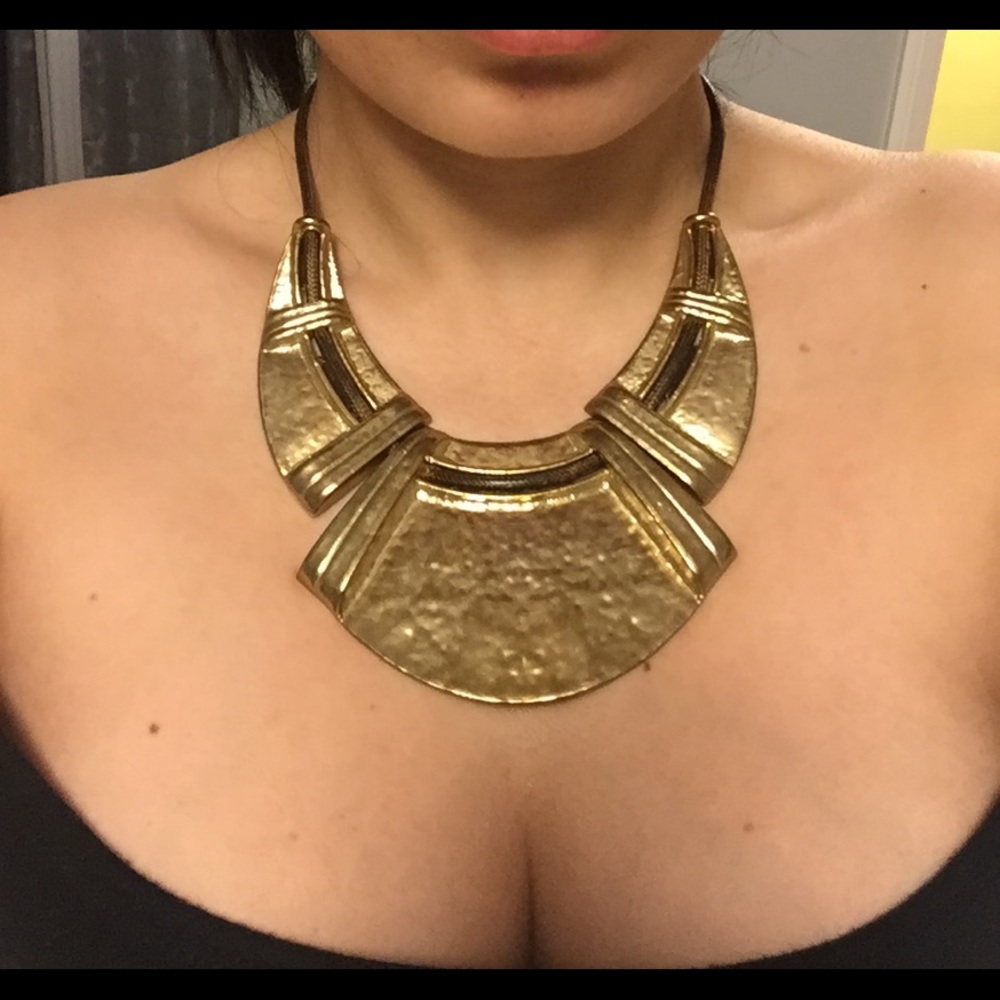 Gold metal statement necklace