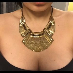 Gold metal statement necklace