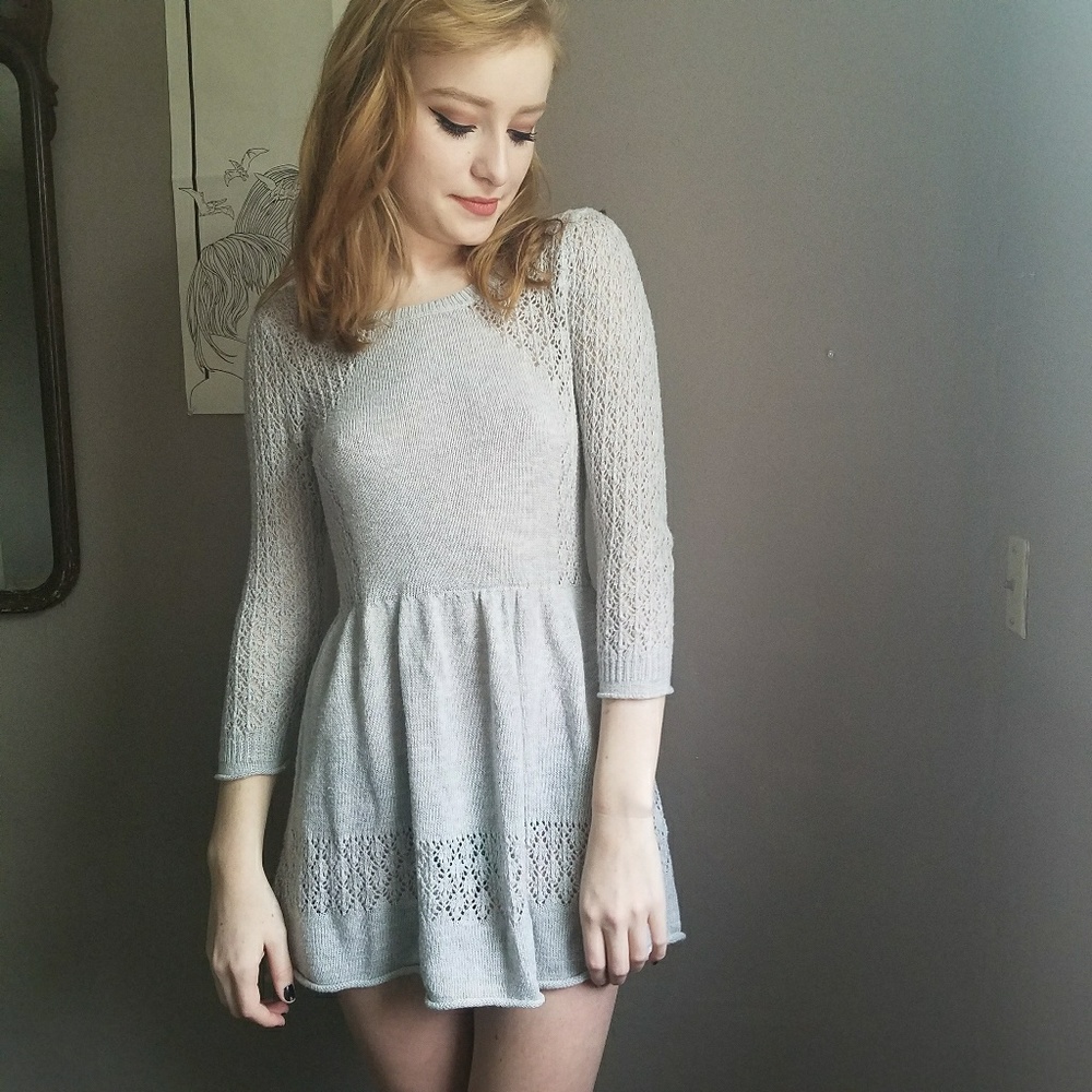 Gray sweater dress