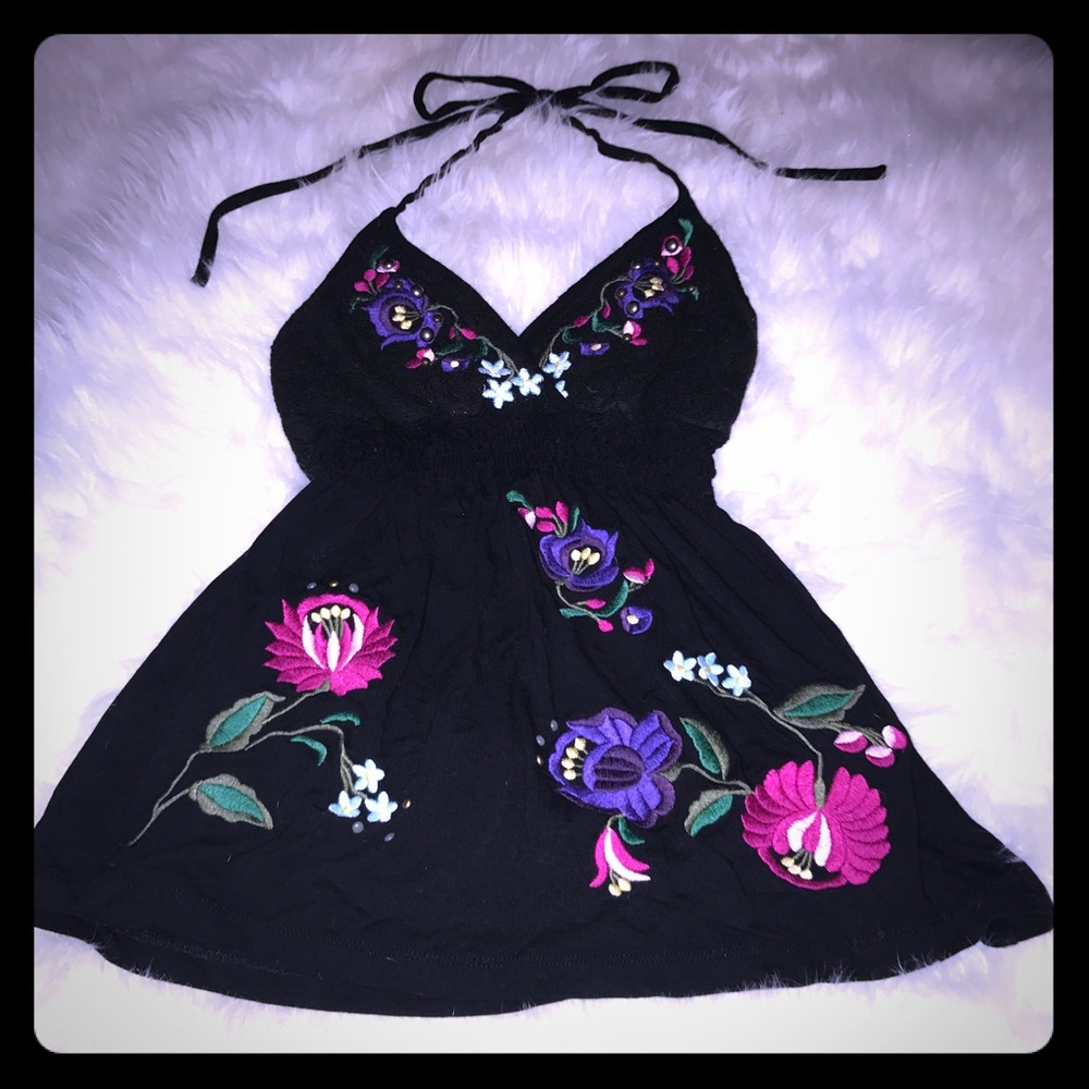GUESS embroidered halter top