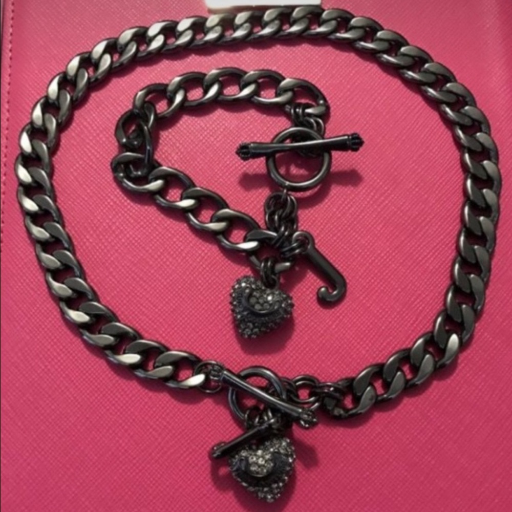 Juicy couture black chain necklace and bracelet
