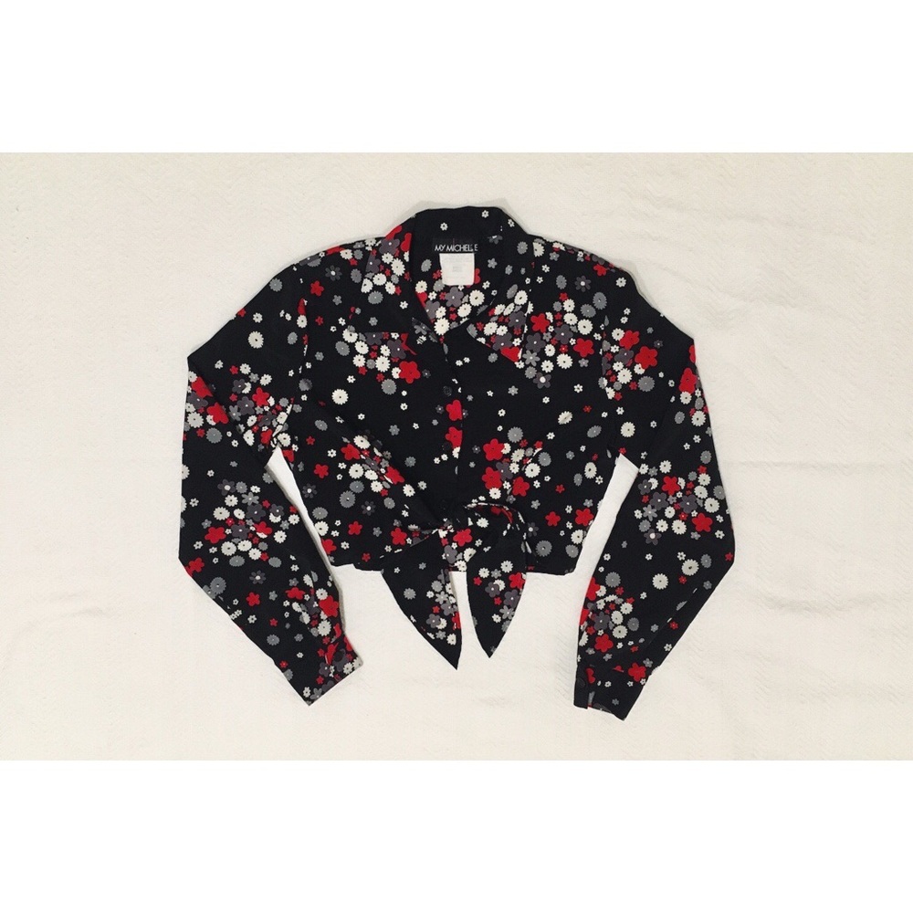 Vintage Floral Cropped Button Down