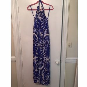 Milly Blue & White Halter Maxi Dress