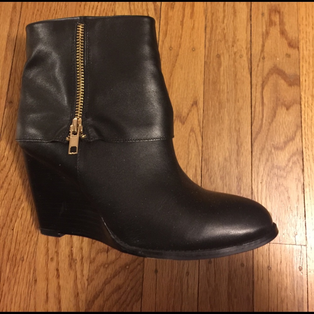 Black wedge booties