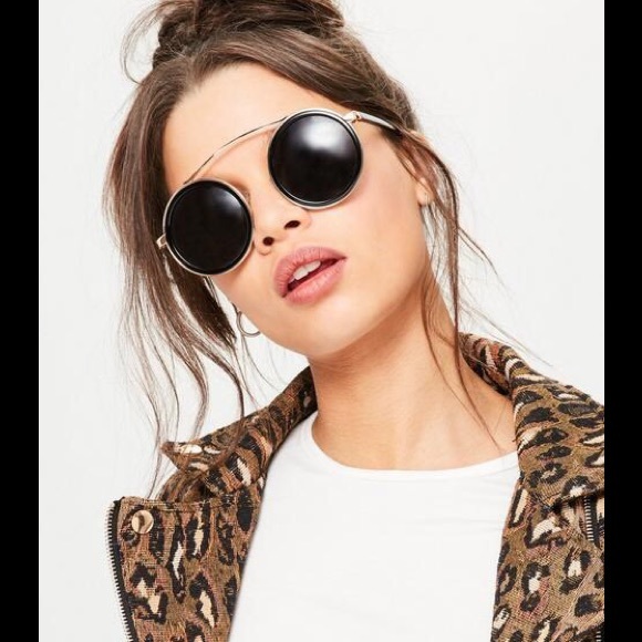 💋Nib/Missguided UK/Black Round w Metal Crossbar - Picture 2 of 7