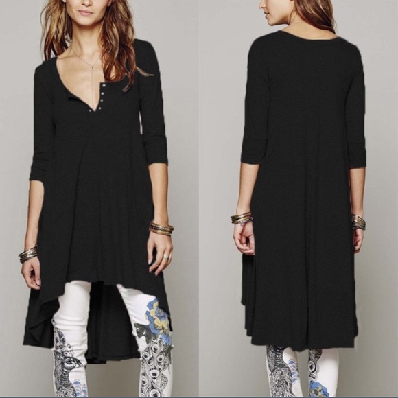 Tops - Casual High-Low Loose Mini Dress