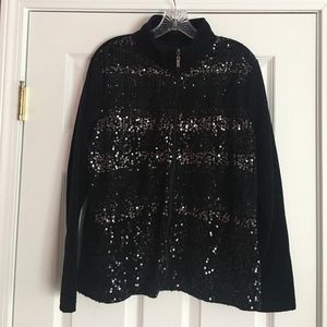 Sequined velour zip up