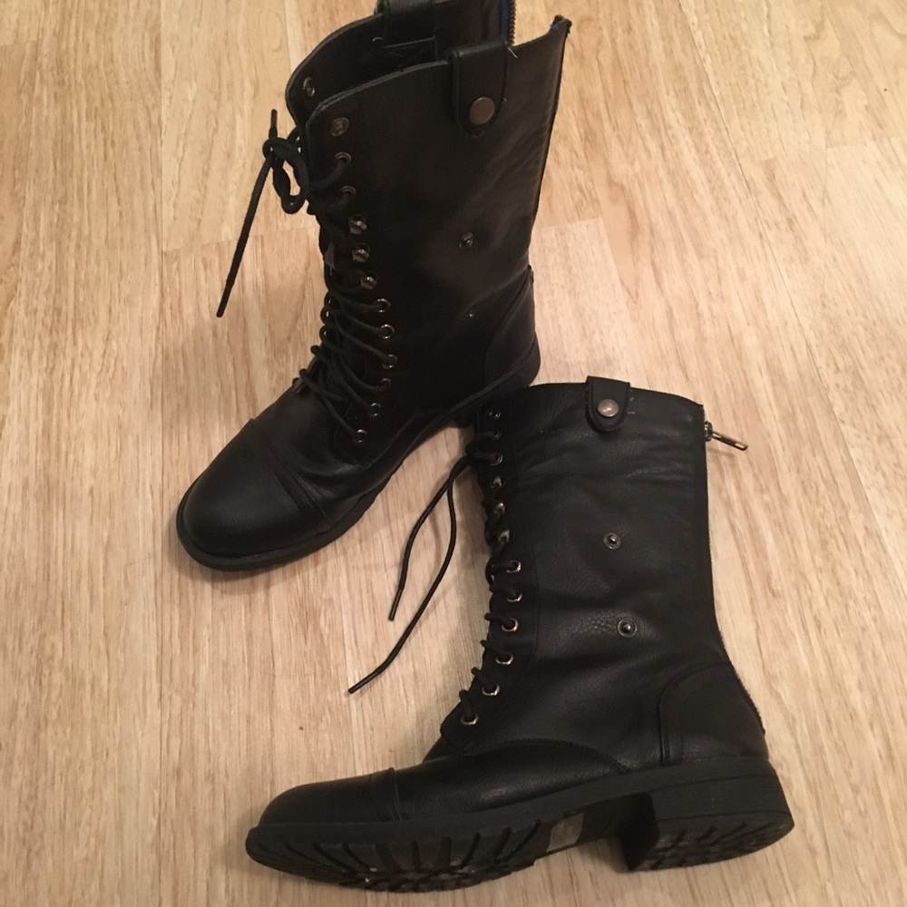 Black combat boots
