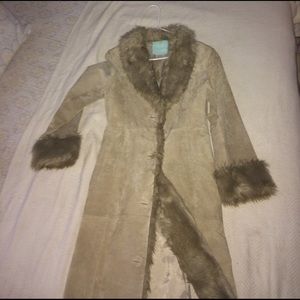 Suede faux fur coat