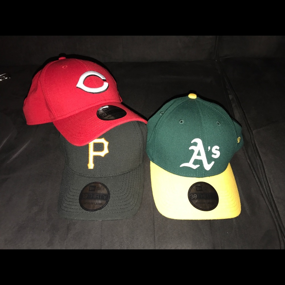 39 New Era Baseball Hats -Pirates, Athletics, Reds