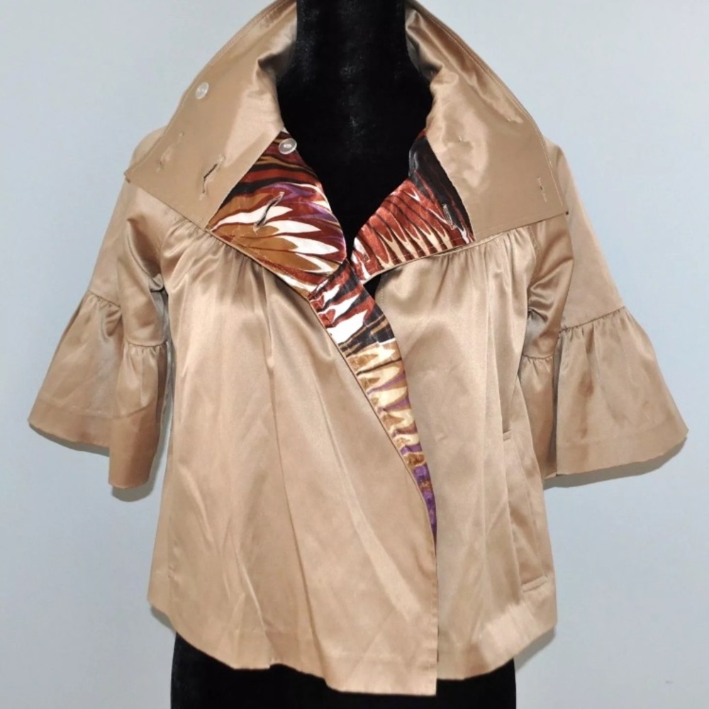 Gold Tan Beige French Fancy Topper 
Swing Jacket
