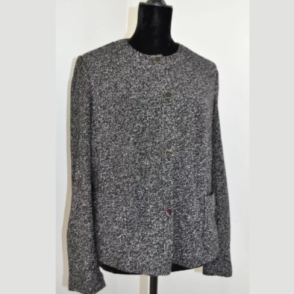 Talbots Black & White Knit Button Sweater Cardigan