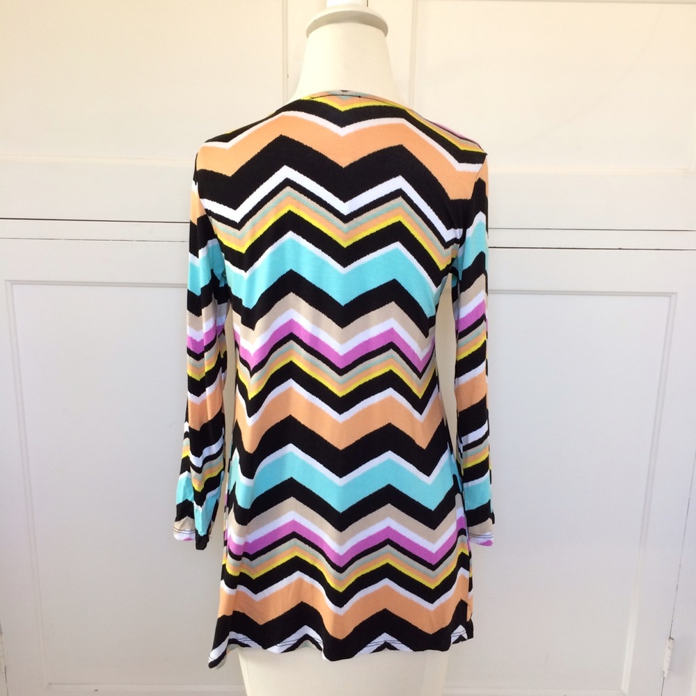 Bright Chevron Drape Cardigan New - Picture 4 of 8