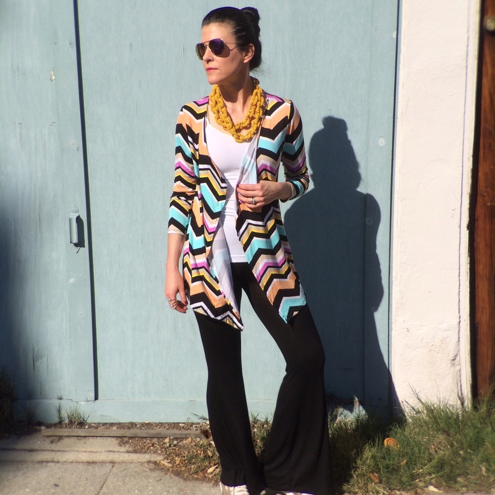 Bright Chevron Drape Cardigan New - Picture 7 of 8