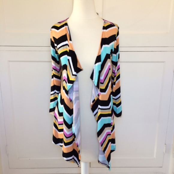 Bright Chevron Drape Cardigan New - Picture 3 of 8