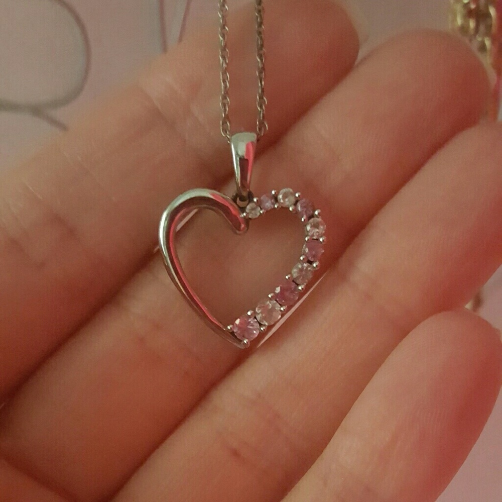 Pink and white sapphire necklace