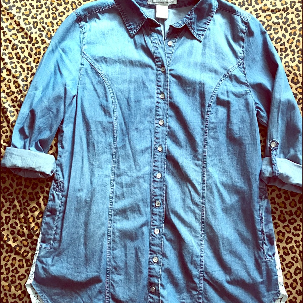 Cute denim and lace shirt