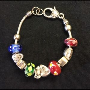 Faith Hope and Love Glass Bead Bracelet