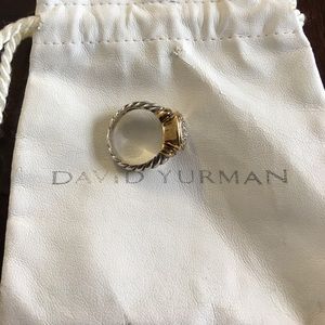 DY silver gold ring with pave diamond