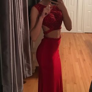 Sherri Hill Red two piece Prom Dress