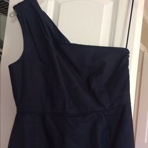 J Crew one shouldered navy dress
