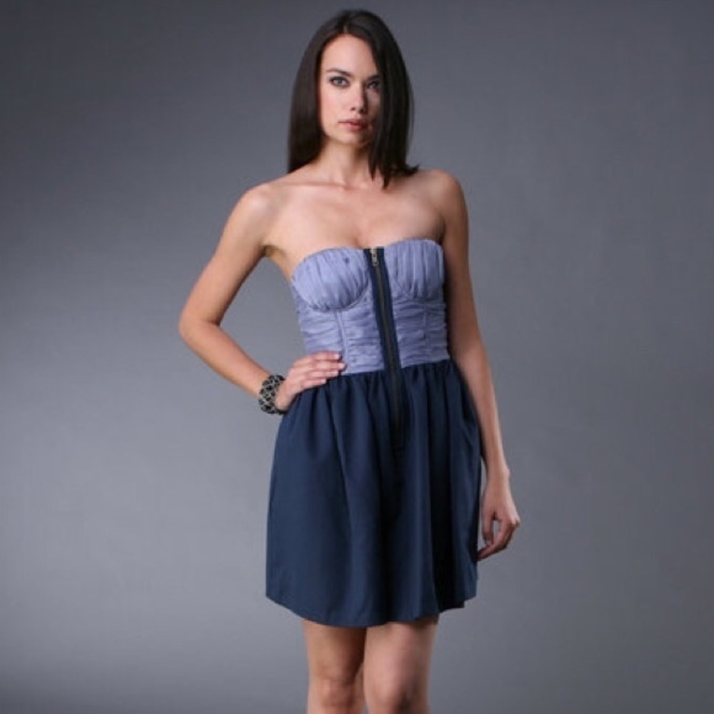 ⚡️SOLD⚡️ LaRok Blue Strapless Bustier Dress