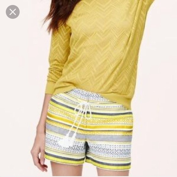 LOFT Pants - Ann Taylor LOFT Yellow Gray Striped Riviera Shorts