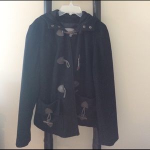 Delias black hooded pea coat