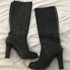 High Black Distressed Leather Boots
