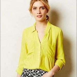 Anthropologie Maeve Chartreuse Blouse