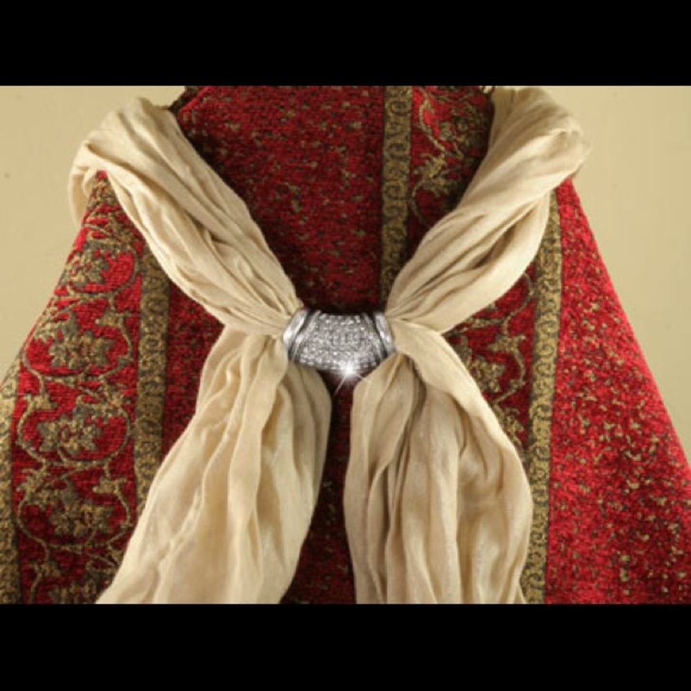 Pave Crystal Designer Scarf Slide Ring.