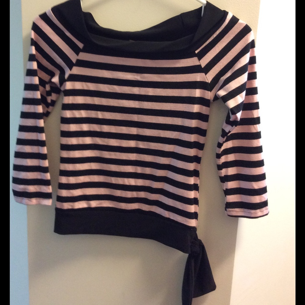 Pink and black striped top