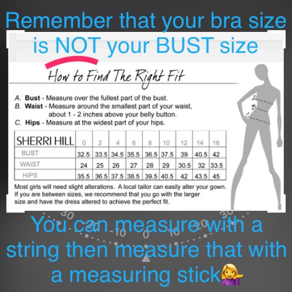 Sherri Hill size chart💃🏼 Share to save a life!