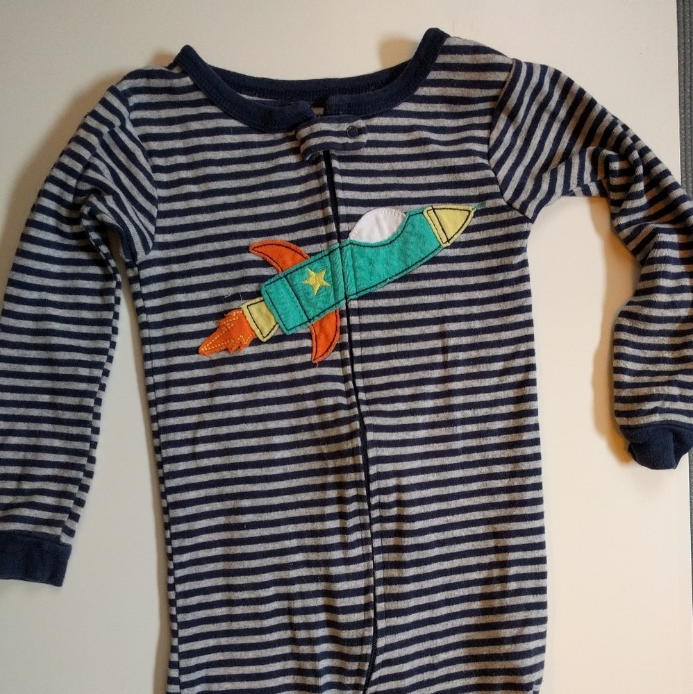 Carter's rocket stripe toddler footed PJ onesie